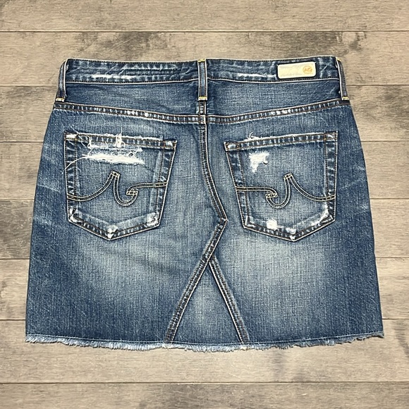 AG Adriano Goldschmied Vintage Denim Box Skirt - 17Y Destroyed - 27R - Picture 2 of 5